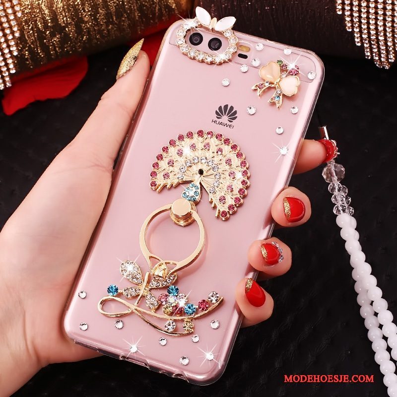 Hoesje Huawei P10 Siliconen Goudtelefoon, Hoes Huawei P10 Strass