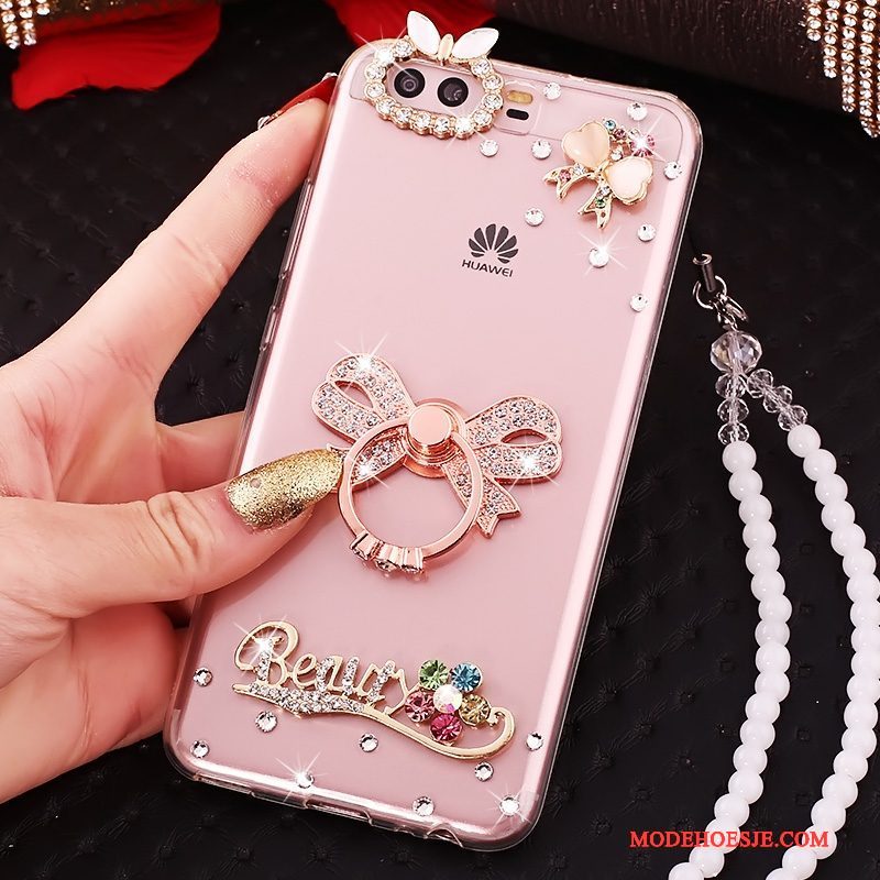 Hoesje Huawei P10 Siliconen Goudtelefoon, Hoes Huawei P10 Strass