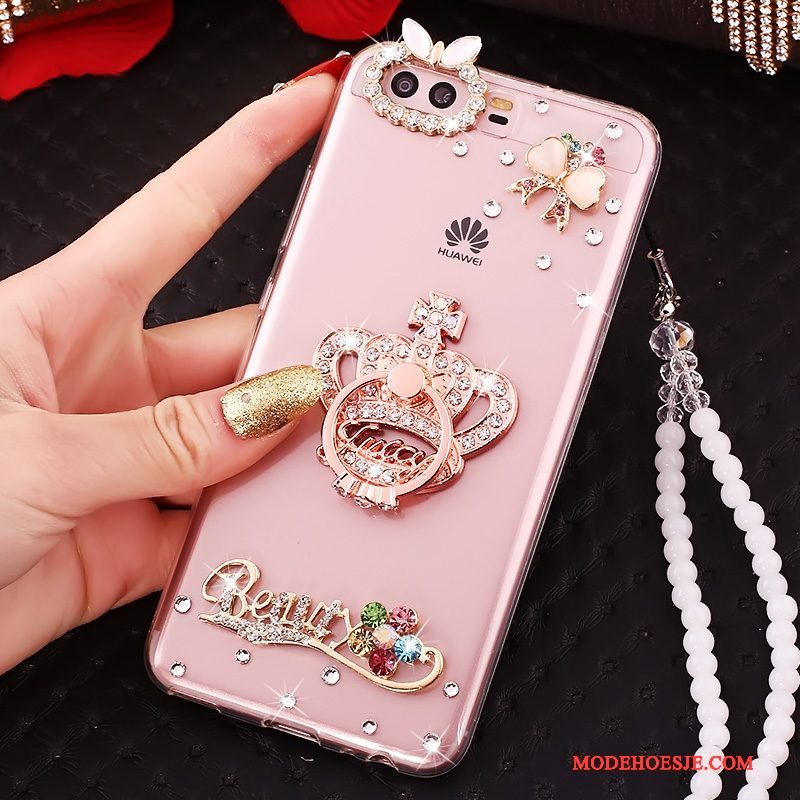 Hoesje Huawei P10 Siliconen Goudtelefoon, Hoes Huawei P10 Strass