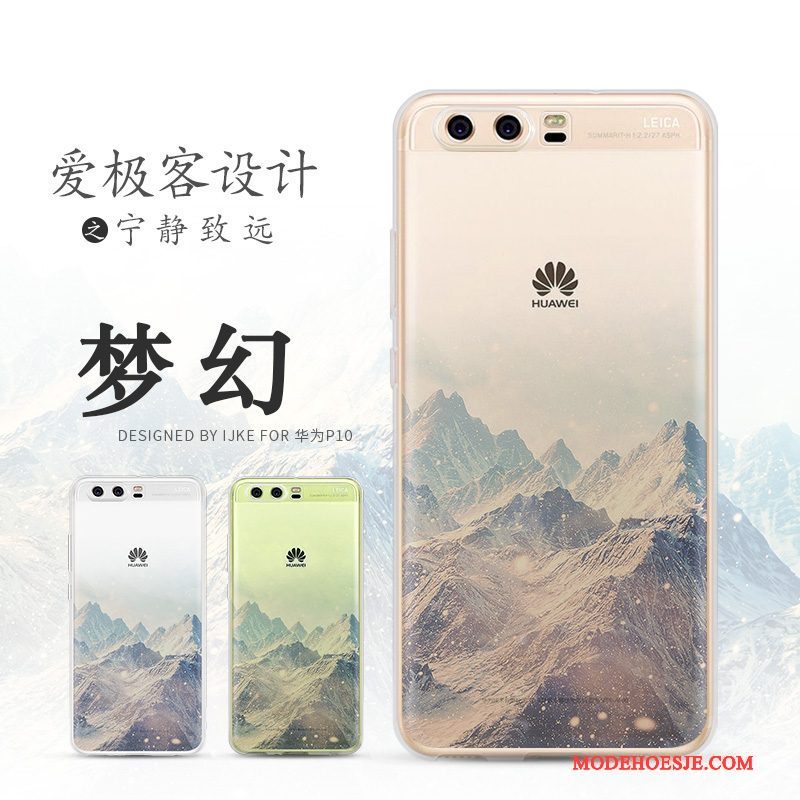 Hoesje Huawei P10 Siliconen Landschap Anti-fall, Hoes Huawei P10 Zacht Blauwtelefoon