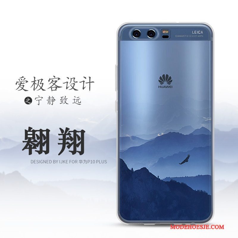 Hoesje Huawei P10 Siliconen Landschap Anti-fall, Hoes Huawei P10 Zacht Blauwtelefoon
