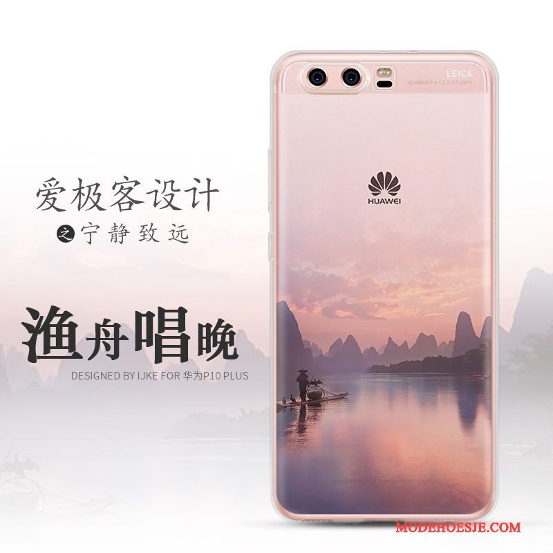 Hoesje Huawei P10 Siliconen Landschap Anti-fall, Hoes Huawei P10 Zacht Blauwtelefoon