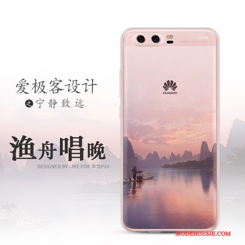 Hoesje Huawei P10 Siliconen Landschap Anti-fall, Hoes Huawei P10 Zacht Blauwtelefoon