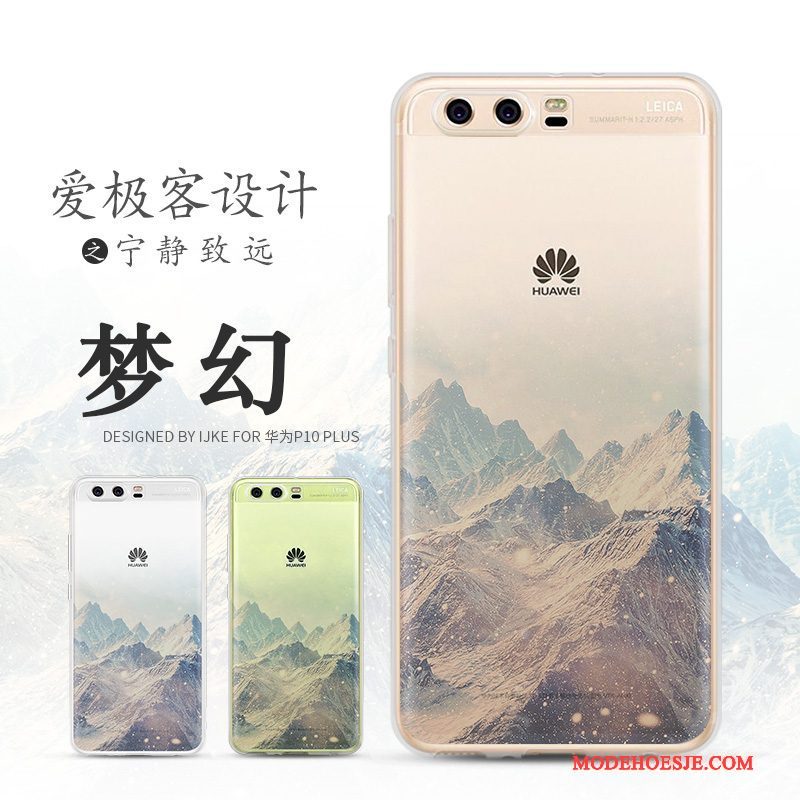 Hoesje Huawei P10 Siliconen Landschap Anti-fall, Hoes Huawei P10 Zacht Blauwtelefoon