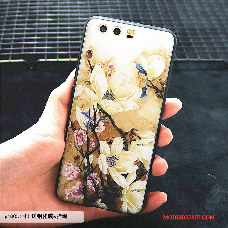 Hoesje Huawei P10 Siliconen Telefoon Bloemen, Hoes Huawei P10 Bescherming Trend Rood