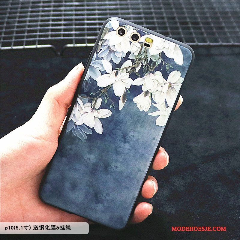 Hoesje Huawei P10 Siliconen Telefoon Bloemen, Hoes Huawei P10 Bescherming Trend Rood