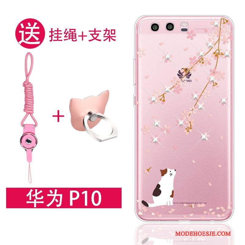 Hoesje Huawei P10 Siliconen Trend Roze, Hoes Huawei P10 Zacht Hanger Doorzichtig