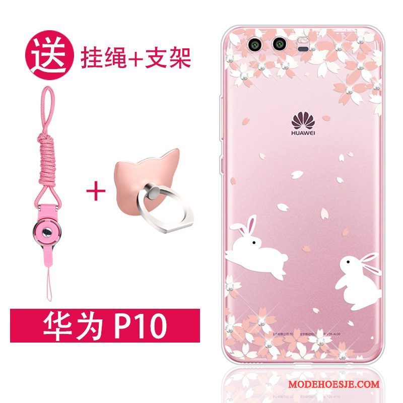 Hoesje Huawei P10 Siliconen Trend Roze, Hoes Huawei P10 Zacht Hanger Doorzichtig