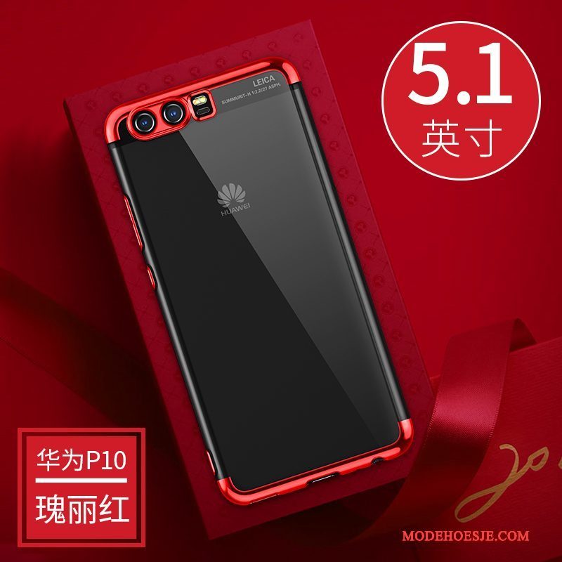 Hoesje Huawei P10 Zakken Doorzichtig Roze, Hoes Huawei P10 Zacht Duntelefoon