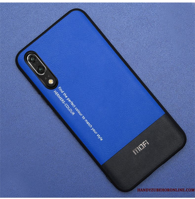 Hoesje Huawei P20 Bescherming Schrobben High End, Hoes Huawei P20 Siliconen Persoonlijk Blauw