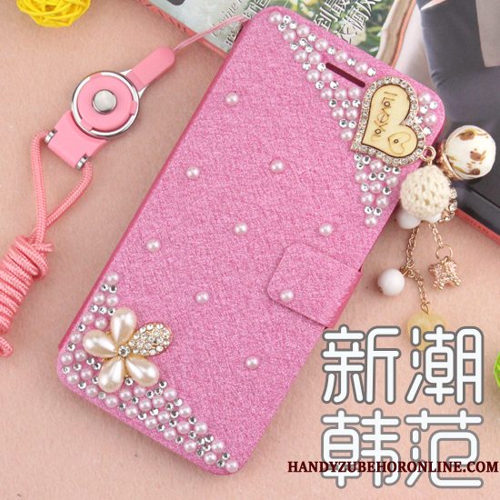 Hoesje Huawei P20 Folio Telefoon Anti-fall, Hoes Huawei P20 Strass Roze