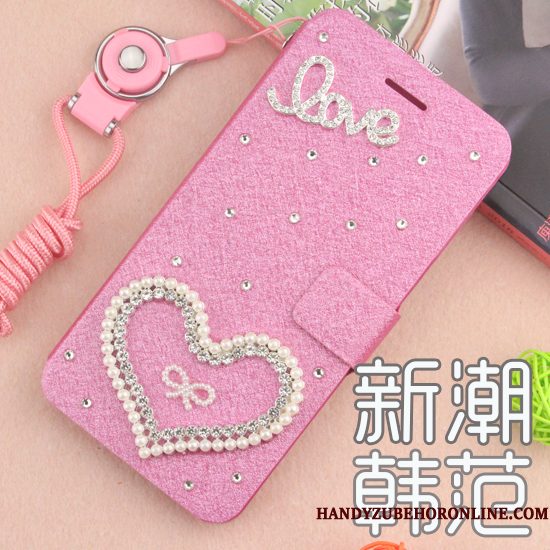 Hoesje Huawei P20 Folio Telefoon Anti-fall, Hoes Huawei P20 Strass Roze