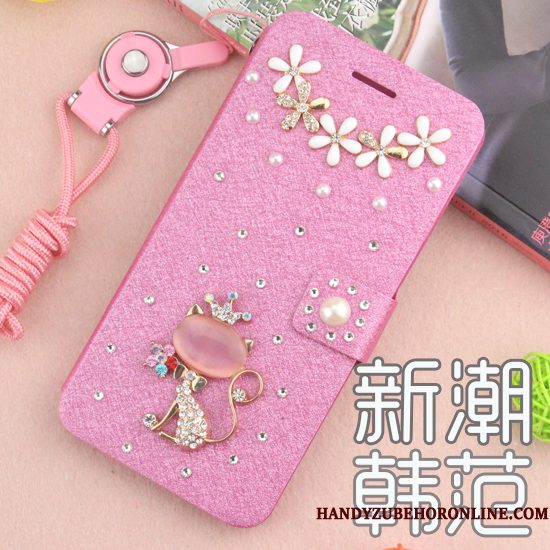 Hoesje Huawei P20 Folio Telefoon Anti-fall, Hoes Huawei P20 Strass Roze