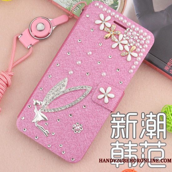 Hoesje Huawei P20 Folio Telefoon Anti-fall, Hoes Huawei P20 Strass Roze