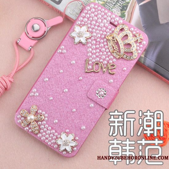 Hoesje Huawei P20 Folio Telefoon Anti-fall, Hoes Huawei P20 Strass Roze