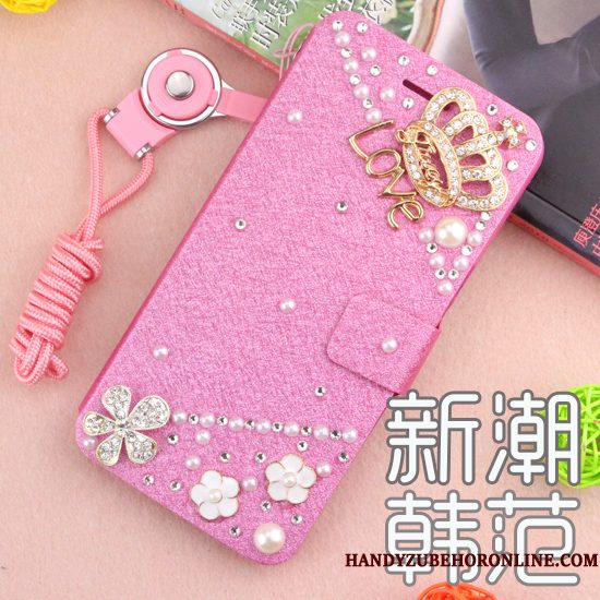 Hoesje Huawei P20 Folio Telefoon Anti-fall, Hoes Huawei P20 Strass Roze