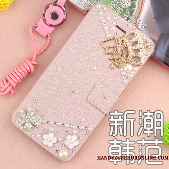 Hoesje Huawei P20 Folio Telefoon Anti-fall, Hoes Huawei P20 Strass Roze