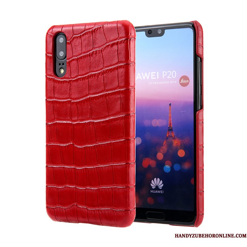 Hoesje Huawei P20 Leer Krokodillenleertelefoon, Hoes Huawei P20 Zakken Blauw Edelsteen