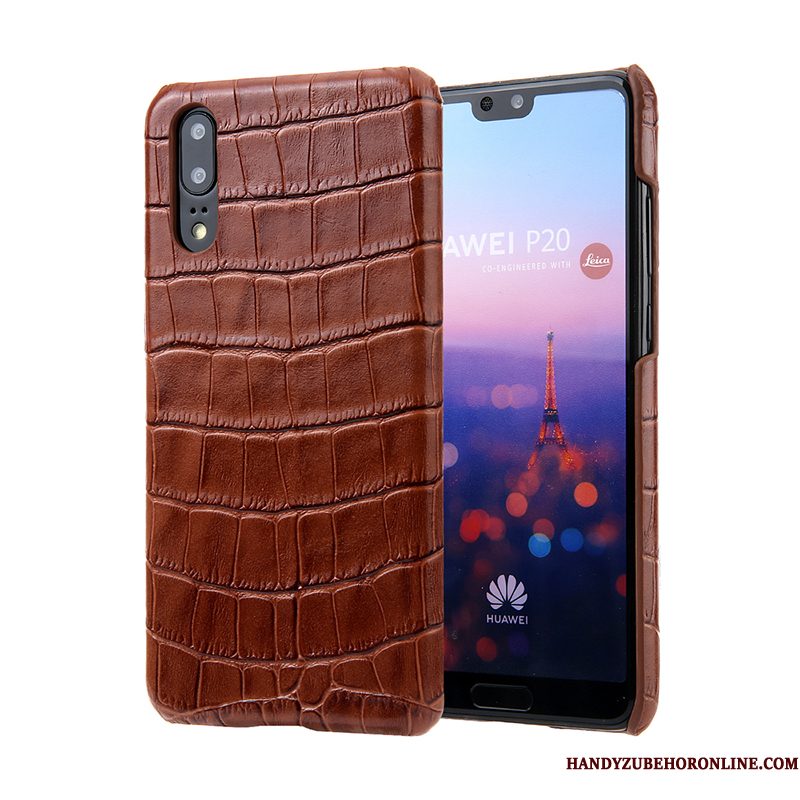 Hoesje Huawei P20 Leer Krokodillenleertelefoon, Hoes Huawei P20 Zakken Blauw Edelsteen