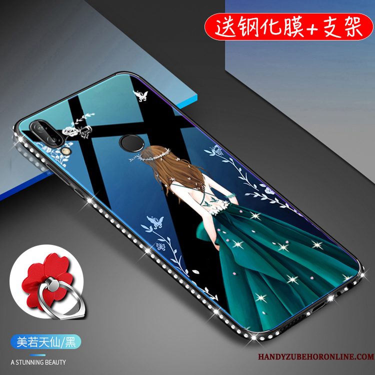 Hoesje Huawei P20 Lite Bescherming Glas Jeugd, Hoes Huawei P20 Lite Strass Telefoon Purper