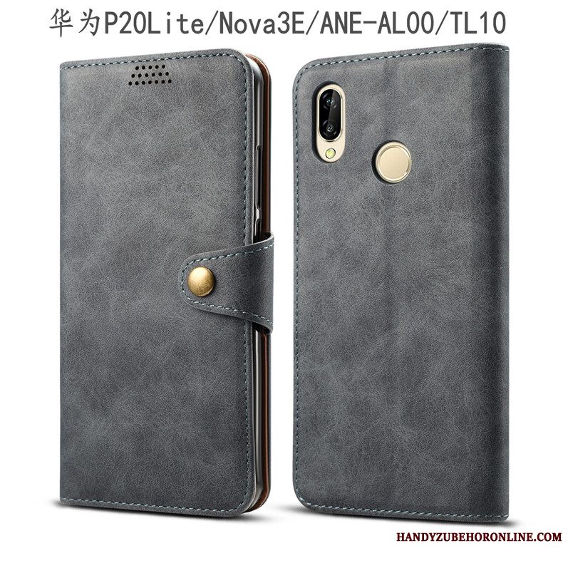 Hoesje Huawei P20 Lite Bescherming Telefoon Grijs, Hoes Huawei P20 Lite Leer Anti-fall Jeugd