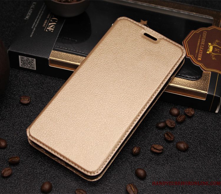 Hoesje Huawei P20 Lite Leer Anti-fall Goud, Hoes Huawei P20 Lite Siliconen Telefoon