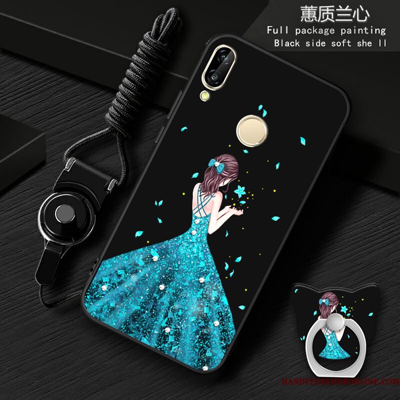 Hoesje Huawei P20 Lite Scheppend Hangertelefoon, Hoes Huawei P20 Lite Bescherming Blauw Anti-fall