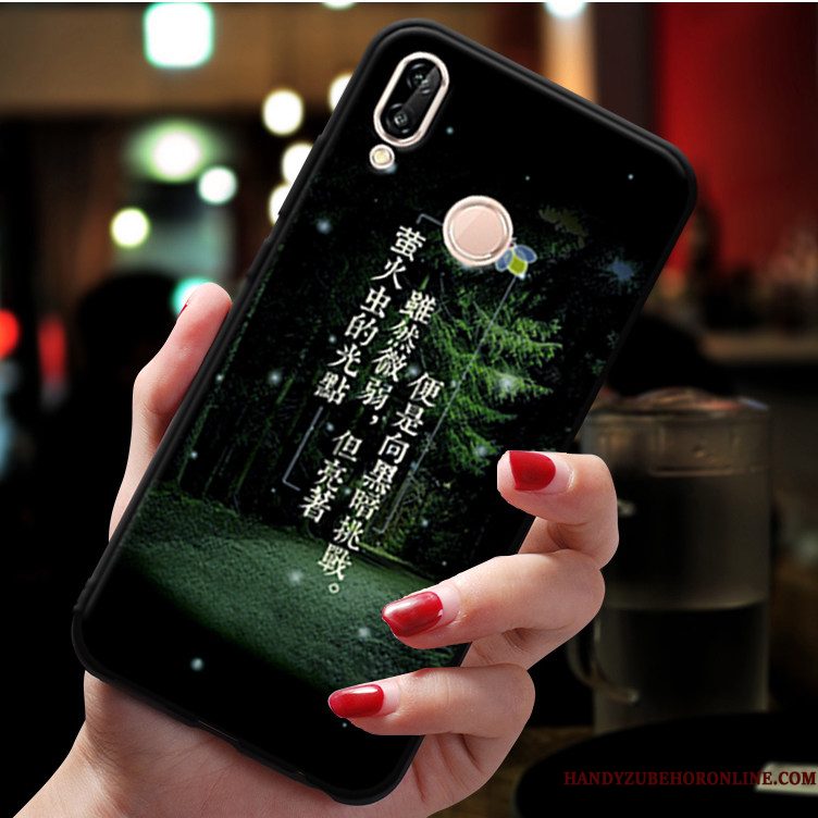 Hoesje Huawei P20 Lite Siliconen Anti-falltelefoon, Hoes Huawei P20 Lite Bescherming Zwart