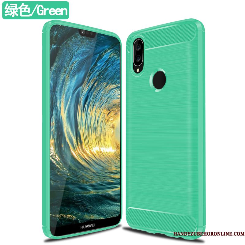 Hoesje Huawei P20 Lite Zacht Anti-fall Zijde, Hoes Huawei P20 Lite Bescherming Fiber Groen