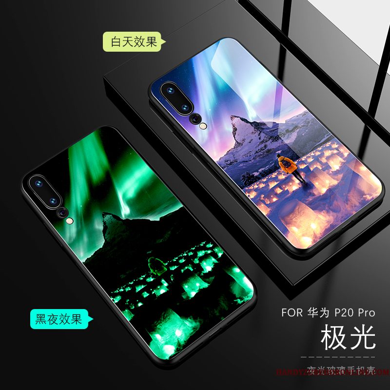 Hoesje Huawei P20 Pro Bescherming Lichtende Anti-fall, Hoes Huawei P20 Pro Zakken Glas Lovers