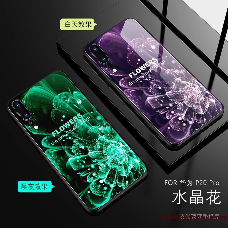 Hoesje Huawei P20 Pro Bescherming Lichtende Anti-fall, Hoes Huawei P20 Pro Zakken Glas Lovers