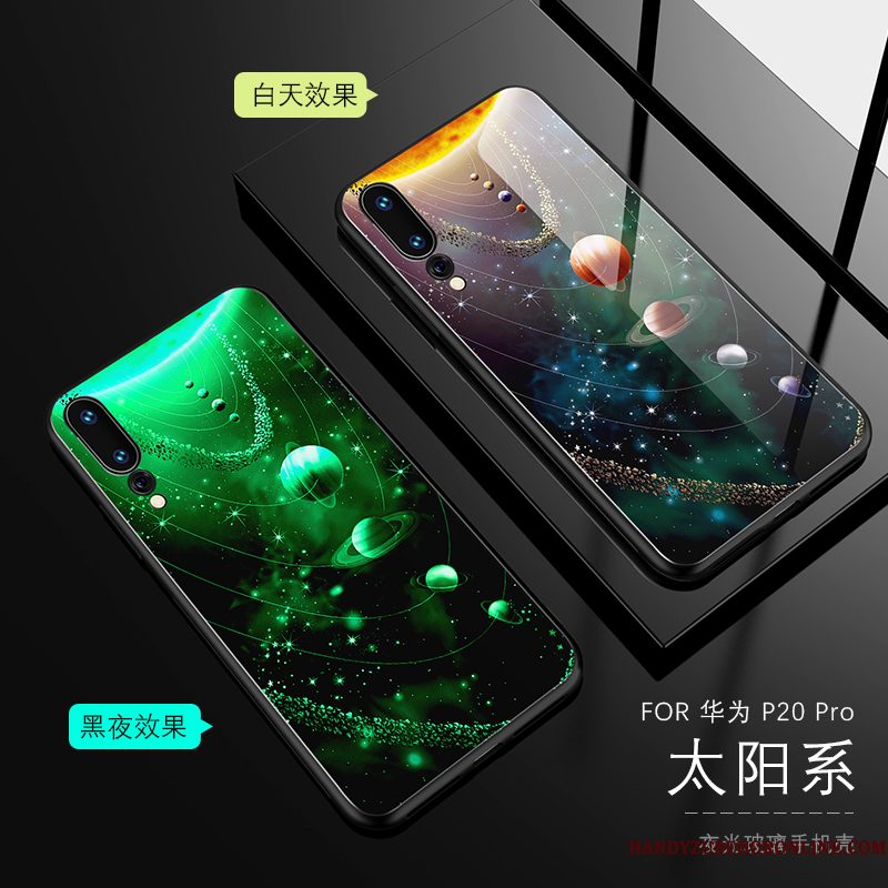 Hoesje Huawei P20 Pro Bescherming Lichtende Anti-fall, Hoes Huawei P20 Pro Zakken Glas Lovers