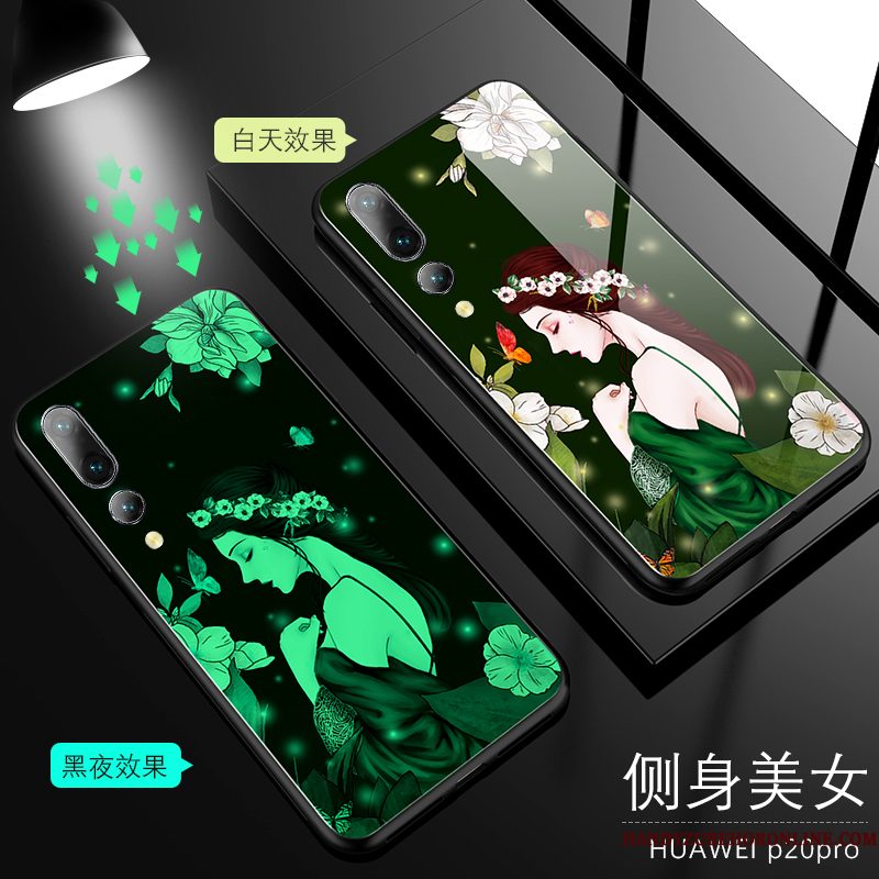 Hoesje Huawei P20 Pro Bescherming Lichtende Anti-fall, Hoes Huawei P20 Pro Zakken Glas Lovers