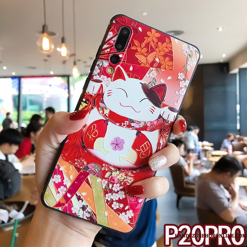 Hoesje Huawei P20 Pro Bescherming Lovers Trend, Hoes Huawei P20 Pro Reliëf Anti-fall Rood