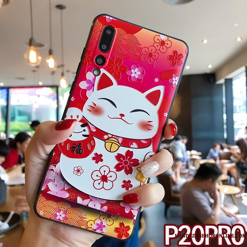 Hoesje Huawei P20 Pro Bescherming Lovers Trend, Hoes Huawei P20 Pro Reliëf Anti-fall Rood