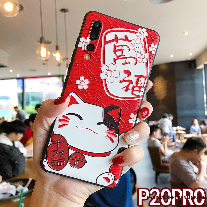 Hoesje Huawei P20 Pro Bescherming Lovers Trend, Hoes Huawei P20 Pro Reliëf Anti-fall Rood