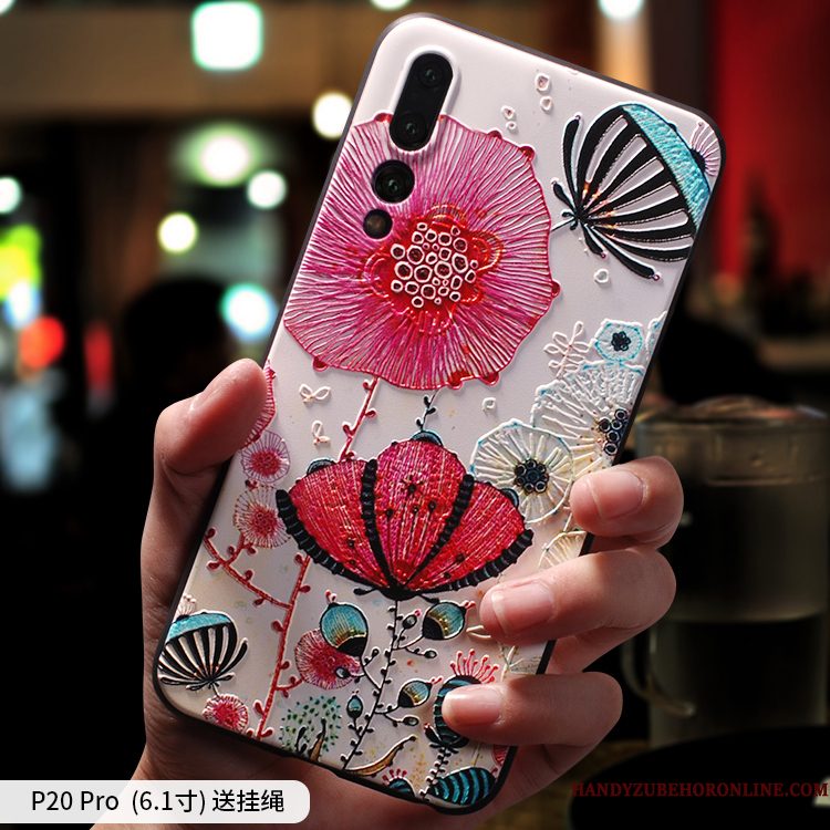 Hoesje Huawei P20 Pro Reliëf Hangertelefoon, Hoes Huawei P20 Pro Bescherming Wind Trendy Merk