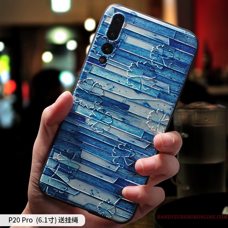 Hoesje Huawei P20 Pro Reliëf Hangertelefoon, Hoes Huawei P20 Pro Bescherming Wind Trendy Merk