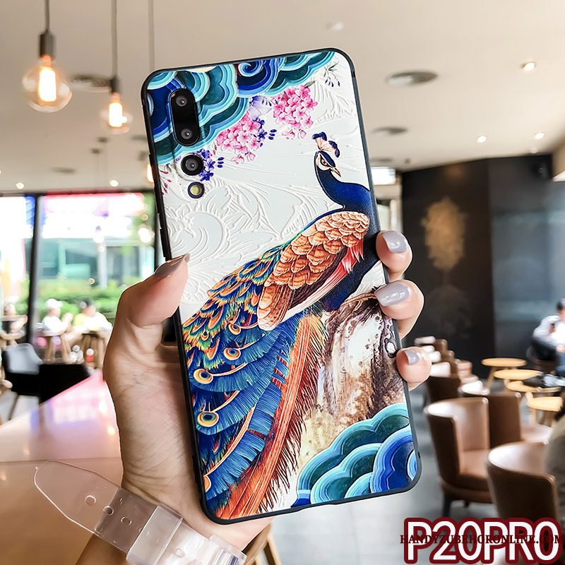 Hoesje Huawei P20 Pro Zacht Telefoon Anti-fall, Hoes Huawei P20 Pro Bescherming Pauwen Dun