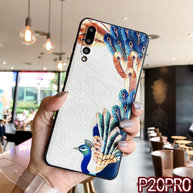 Hoesje Huawei P20 Pro Zacht Telefoon Anti-fall, Hoes Huawei P20 Pro Bescherming Pauwen Dun