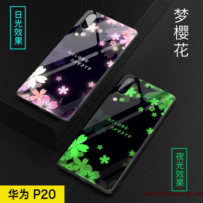 Hoesje Huawei P20 Scheppend Glas Lichtende, Hoes Huawei P20 Bescherming Dun Trendy Merk