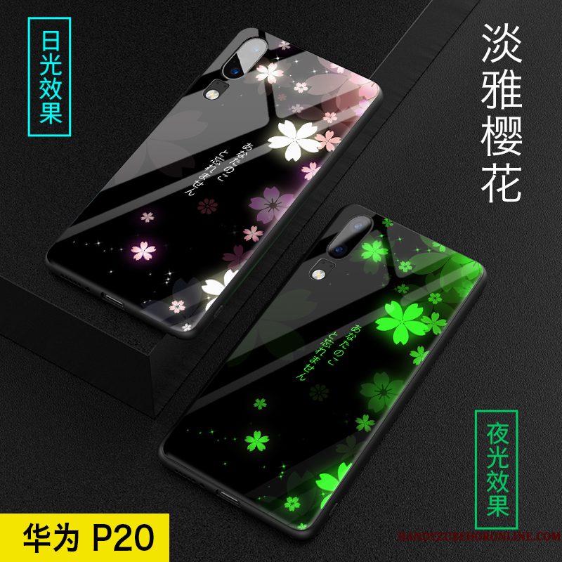 Hoesje Huawei P20 Scheppend Glas Lichtende, Hoes Huawei P20 Bescherming Dun Trendy Merk