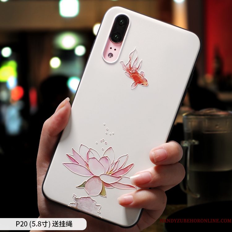 Hoesje Huawei P20 Zakken Persoonlijk Anti-fall, Hoes Huawei P20 Zacht Trendy Merk Wit