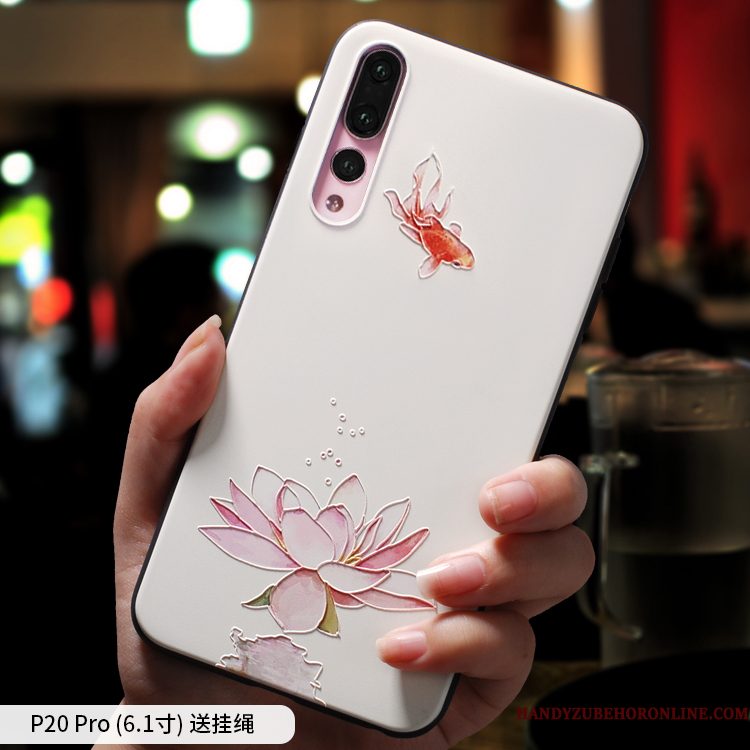 Hoesje Huawei P20 Zakken Persoonlijk Anti-fall, Hoes Huawei P20 Zacht Trendy Merk Wit