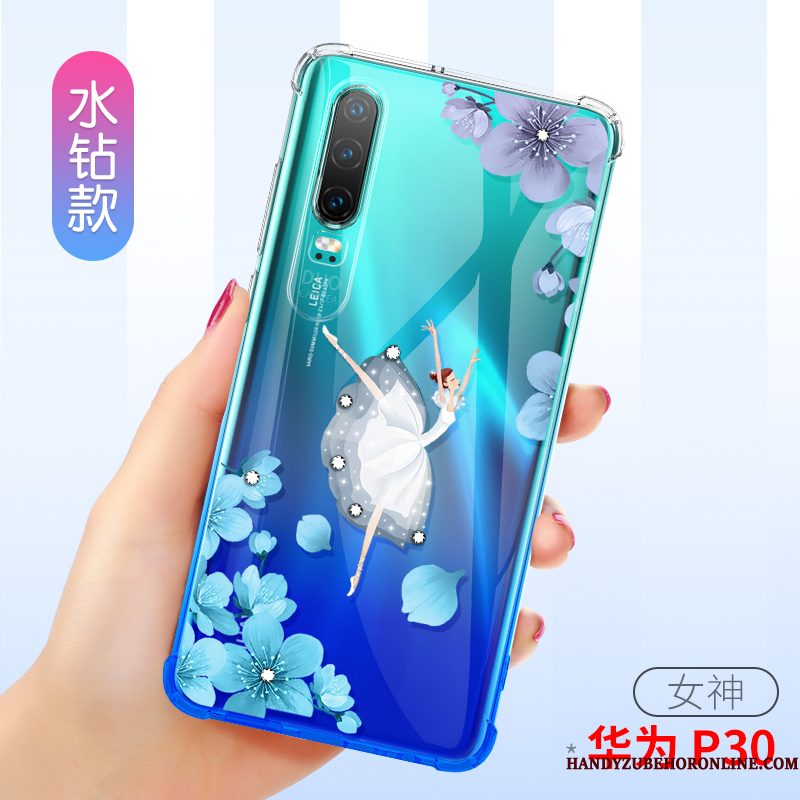 Hoesje Huawei P30 Bescherming Anti-fall Doorzichtig, Hoes Huawei P30 Zacht Telefoon Dun