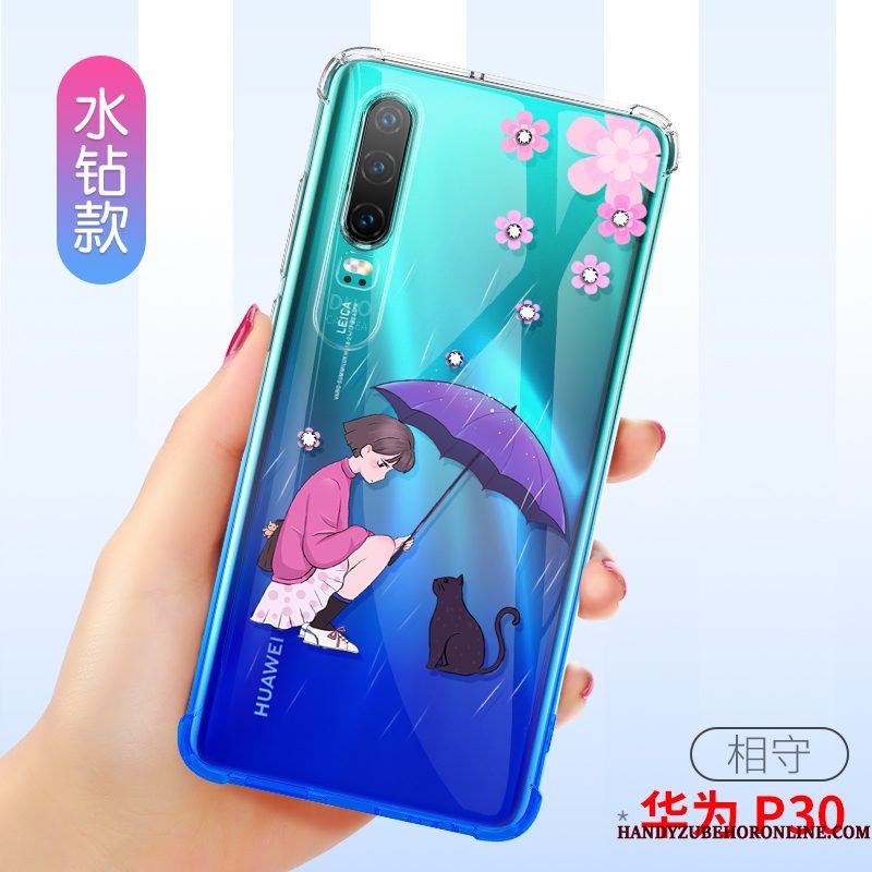 Hoesje Huawei P30 Bescherming Anti-fall Doorzichtig, Hoes Huawei P30 Zacht Telefoon Dun