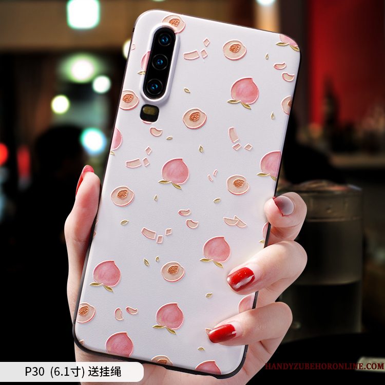 Hoesje Huawei P30 Bescherming Dun Anti-fall, Hoes Huawei P30 Siliconen Trendy Merk Roze