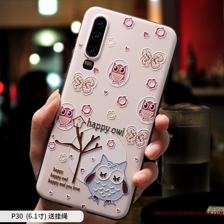 Hoesje Huawei P30 Bescherming Mooie Schrobben, Hoes Huawei P30 Scheppend Trendy Merktelefoon