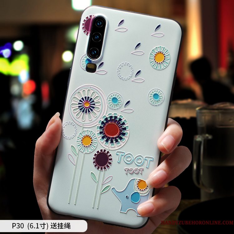 Hoesje Huawei P30 Bescherming Mooie Schrobben, Hoes Huawei P30 Scheppend Trendy Merktelefoon