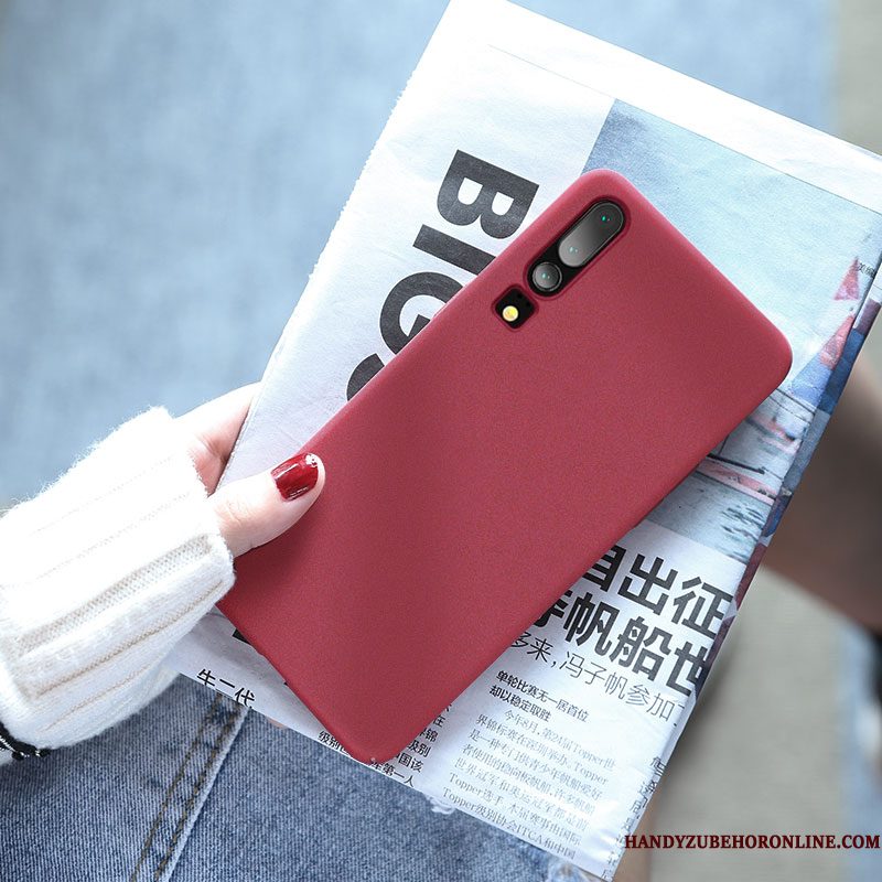 Hoesje Huawei P30 Bescherming Net Red Schrobben, Hoes Huawei P30 Hard Zwart